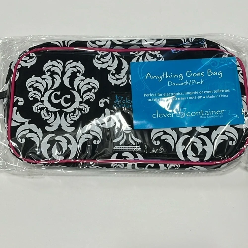 🆕 Travel Pouch For Makeup, Tech, Chargers and Much More Pink Black White